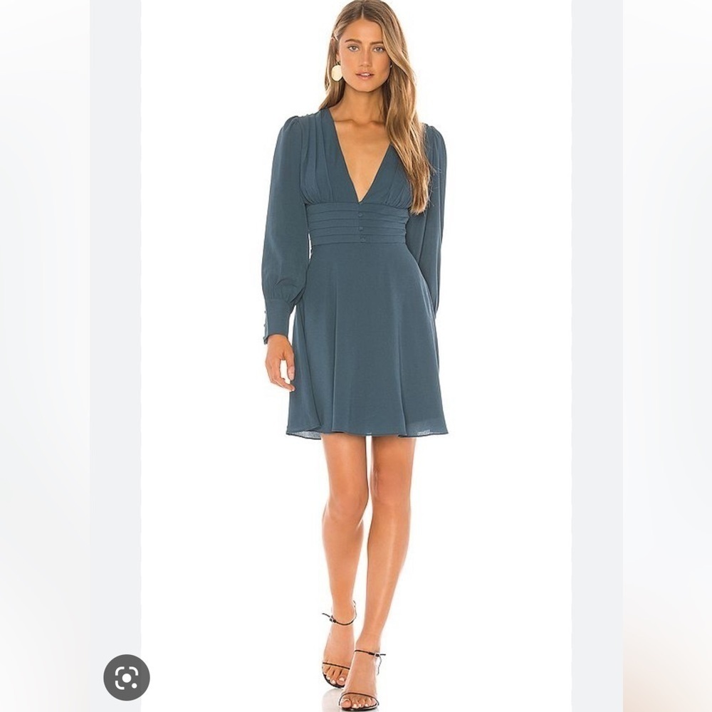 Dakota Take Care Now Day Ballon Sleeves Deep V neckline Dress Size 4